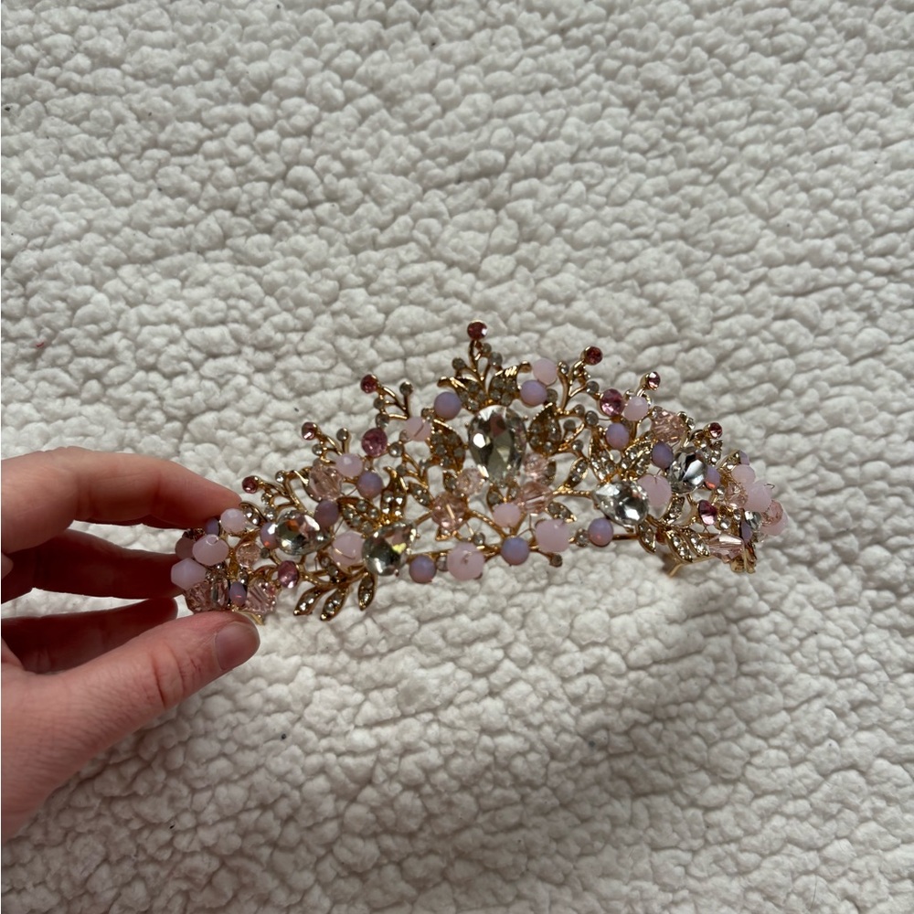 Ornate Pink Crystal Tiara Hair Accessory